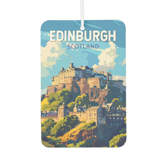 Edinburgh Scotland Travel Art Vintage Car Air Freshener (Front)