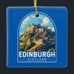 Edinburgh Scotland Travel Art Vintage Ceramic Ornament<br><div class="desc">Edinburgh retro vector travel design. Edinburgh is Scotland's compact,  hilly capital. It has a mediaeval Old Town and elegant Georgian New Town with gardens and neoclassical buildings.</div>