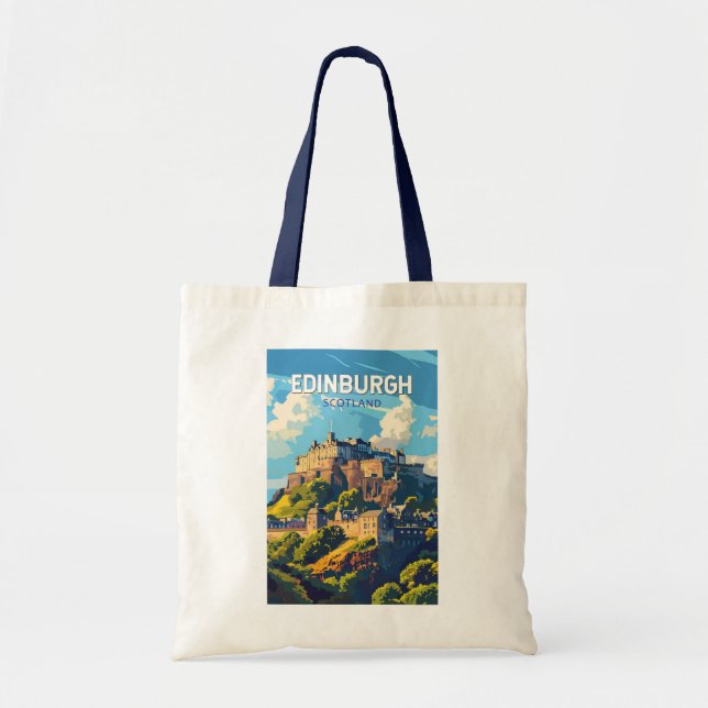 Edinburgh Scotland Travel Art Vintage Tote Bag (Front)