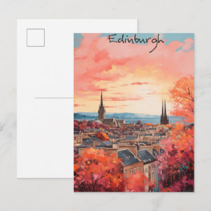 Edinburgh Scotland Travel City Painting Aesthetic Postcard