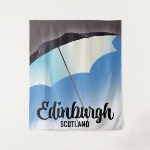 Edinburgh Scotland Umbrella travel poster Tapestry