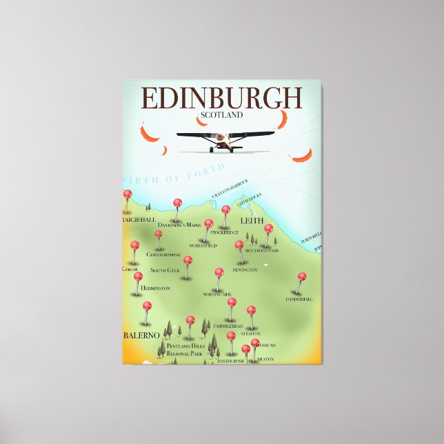 Edinburgh Scotland vintage style map poster print (Front)