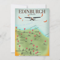 Edinburgh Scotland vintage style map poster print