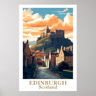 Edinburgh Scotland Vintage Travel Castle Art Poster