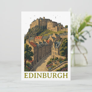 Edinburgh Scotland Vintage Travel Iconic Castle Invitation