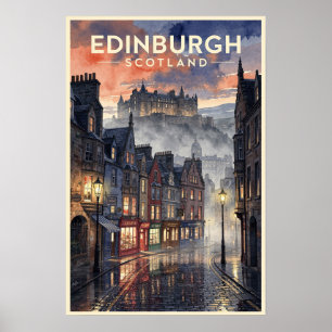 Edinburgh Scotland Vintage Travel Poster