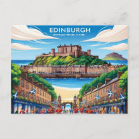 Edinburgh Scotland Vintage Travel Poster Postcard