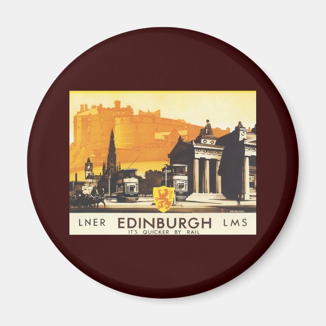 Edinburgh via LNER Rail Poster Magnet (Front)