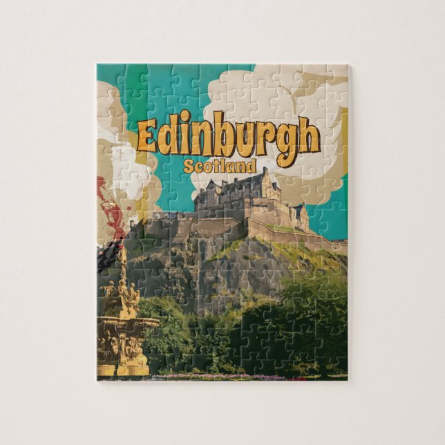 Edinburgh Vintage Travel Poster Jigsaw Puzzle (Vertical)