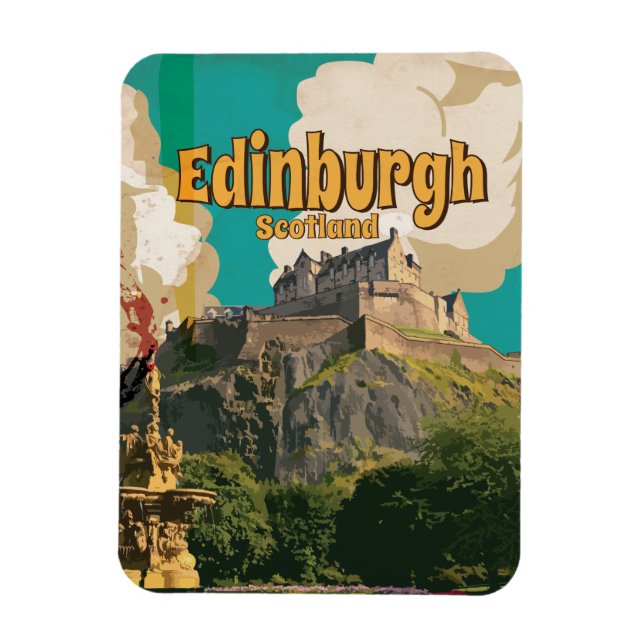 Edinburgh Vintage Travel Poster Magnet (Vertical)