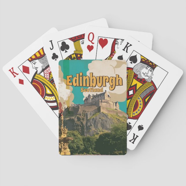 Edinburgh Vintage Travel Poster Playing Cards (Back)