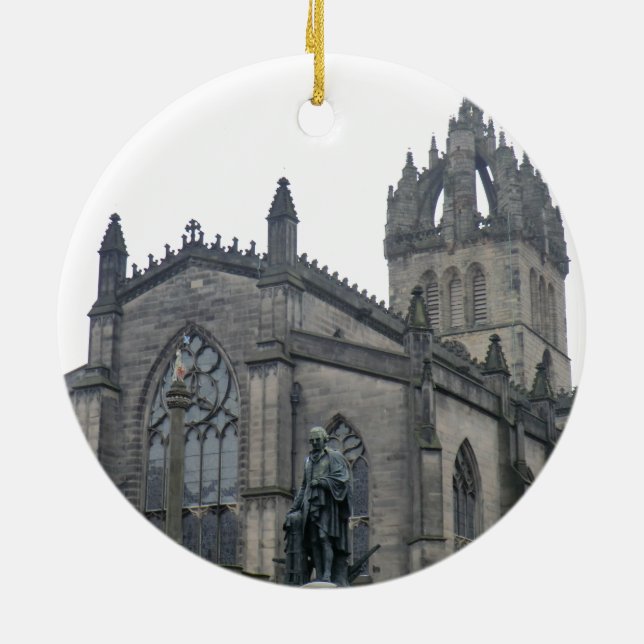 Edinburgh's St Giles Cathedral Ceramic Tree Decoration (Back)
