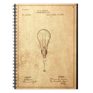 Edison Bulb Patent Spiral Notebook