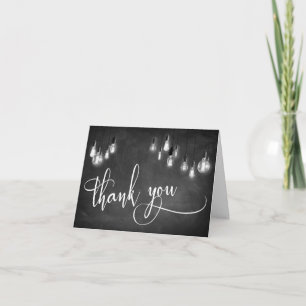 Edison Lights Chalkboard Typography Thank You Card
