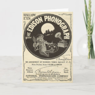 Edison Phonograph Halloween Ad Jack O Lantern Card