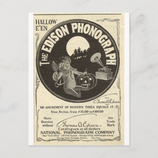 Edison phonograph postcard (Front)