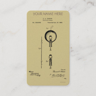 EDISON's ELECTRIC LAMP PATENT - Circa 1880 Business Card