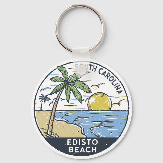 Edisto Beach South Carolina Vintage  Key Ring (Front)