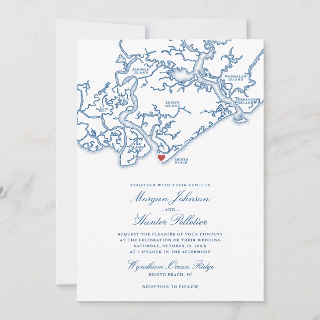 Edisto Beach Wedding Invitation | Edisto Island SC (Front)