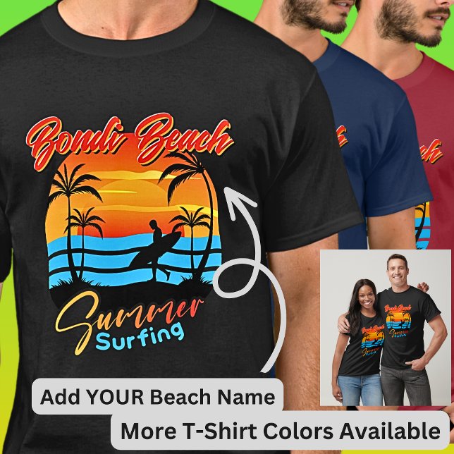 Edit All Text - Add YOUR Beach Name  - BONDI BEACH T-Shirt (Creator Uploaded)