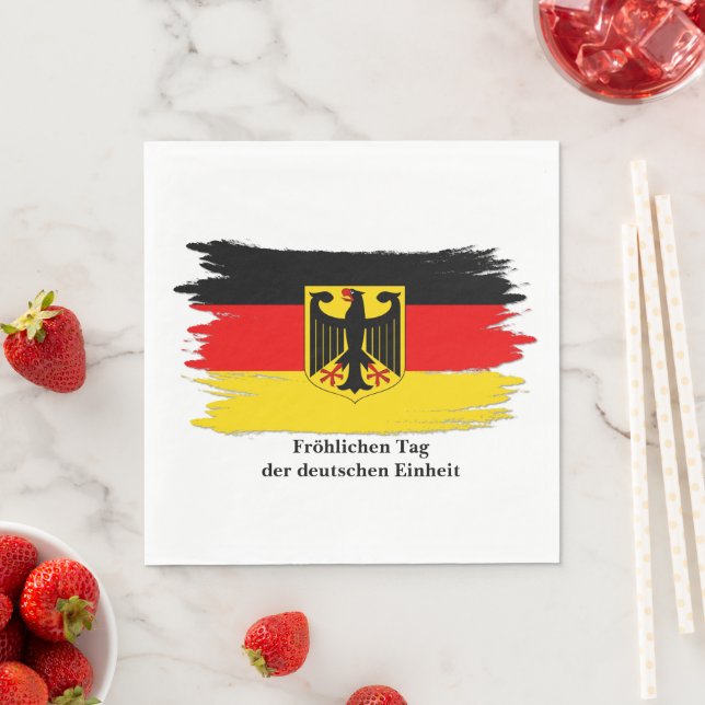 Edit  Any Text Germany Unity Day German Flag Round Napkin (Insitu)