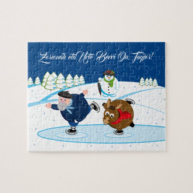 Edit, Christmas / Navidad, Olentzero ice skating, Jigsaw Puzzle (Horizontal)