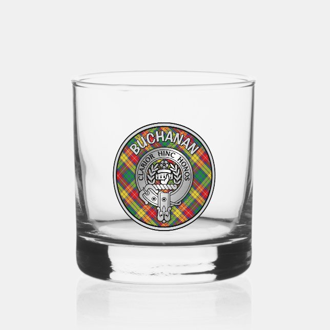[EDIT] Clan Buchanan Crest & Tartan Whiskey Glass (Front)