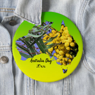 Edit Text Australia Day Gum Leaf Wattle Badge