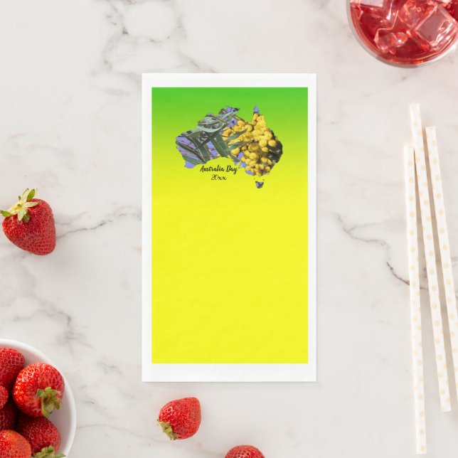 Edit Text Australia Day Gum Leaf Wattle  Napkin (Insitu)