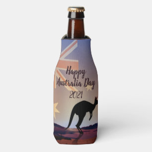 Edit Text Flag Kangaroo Australia Day Bottle Cooler
