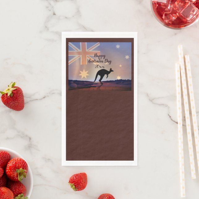 Edit Text Flag Kangaroo Australia Day  Napkin (Insitu)