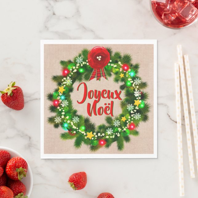 Edit Text serviette de table joyeux noël luncheon Napkin (Insitu)