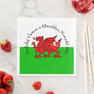 Edit Text Welsh Flag Red Dragon Christmas Napkin