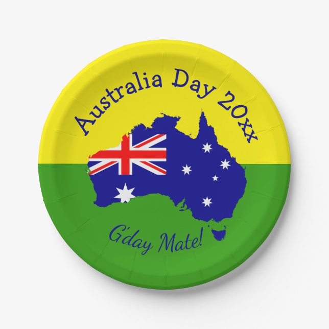 Edit Text Year  Australia Day  7"  Paper Plate (Front)
