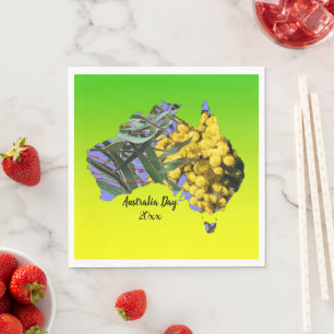 Edit Text Year, Australia Day Gum Leaf Wattle  Napkin
