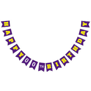 Edit Your Age on PURPLE Happy Birthday Bunting