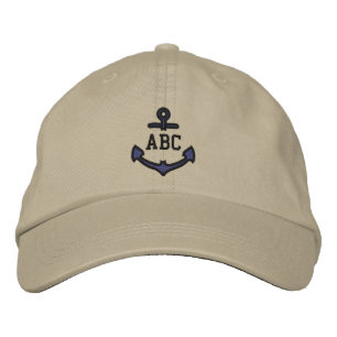 Edit Your Nautical Monogram Anchor 123 Characters Embroidered Hat