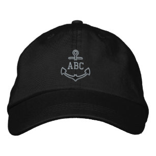 Edit Your Nautical Monogram Anchor 123 Characters Embroidered Hat