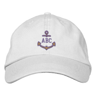 Edit Your Nautical Monogram Anchor 123 Characters Embroidered Hat