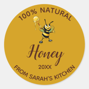 Editable 100% Natural Honey Classic Round Sticker