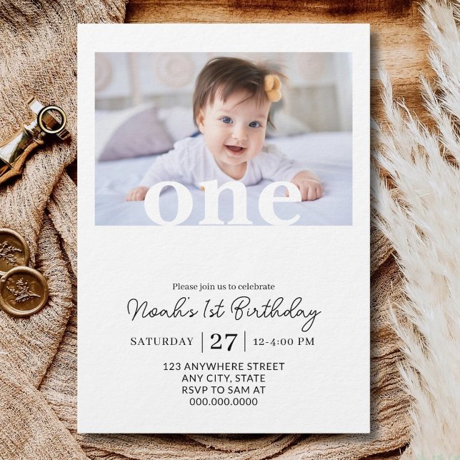 Editable 1st Birthday Photo Girl First Birthday Invitation (Creator Uploaded)