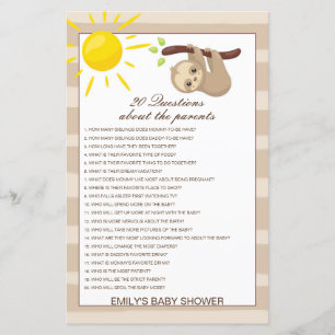 Editable 20 Questions about Parents Baby Shower