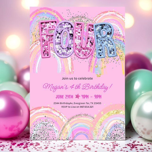 Editable 4th Birthday Invitation Girl Editable Rai (Creator Uploaded)