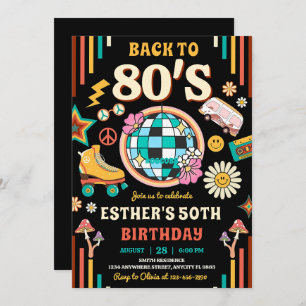Editable 80s Birthday Party Invitation Back to 80s