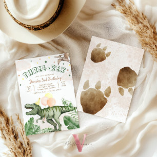 Editable "AGE" Dinosaurs Trex Wild Birthday Invitation