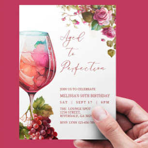 Editable Aged to Perfection Invitation, Wine Birth Invitation