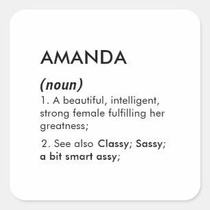 Editable Amanda name definition, custom name Square Sticker