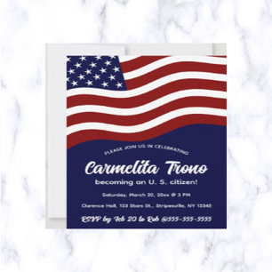 Editable American Flag Citizenship Party  Invitation