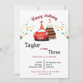 Editable and Printable Design Cars-Themed Birthday Invitation