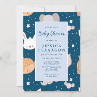 Editable Animal Safari Jungle Blue Baby Shower